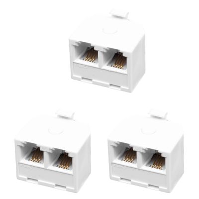 Viodmss 3X 2-Way 6P4C RJ11 Modular Phone Telephone Wall Adapter and Splitter for Landline Telephone