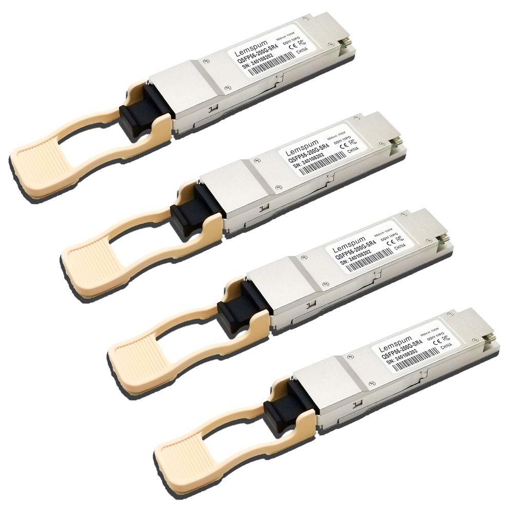 200G QSFP56 200GBASE-SR4 Multimode 850nm 100m DOM MPO-12/UPC MMF Optical Transceiver Module Compatible with NVIDIA/Mellanox InfiniBand HDR Transceiver-4pc