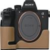 A7R V Case, BMAOLLONGB Handmade Genuine Real Leather Metal Bottom Half Camera Case Bag Cover for Sony Alpha A7R V with Hand Strap (Brown) view 1
