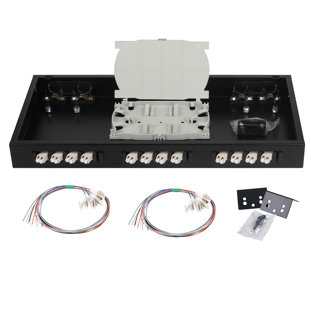 fyboptwu 24 Core LC-OM2 Multimode Rack Mount Fiber Enclosure Kit