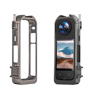 NUHFUFA Metal Bezel Case for Inta-360 X4, Aluminum Alloy Protective Cold Shoe Bezel Cage Compatible with Panoramic Action Camera X4