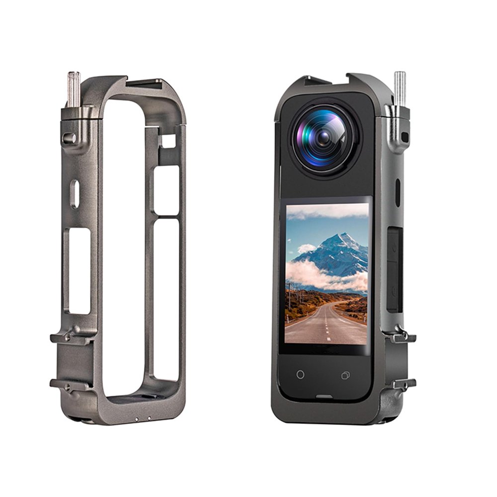 NUHFUFA Metal Bezel Case for Inta-360 X4, Aluminum Alloy Protective Cold Shoe Bezel Cage Compatible with Panoramic Action Camera X4