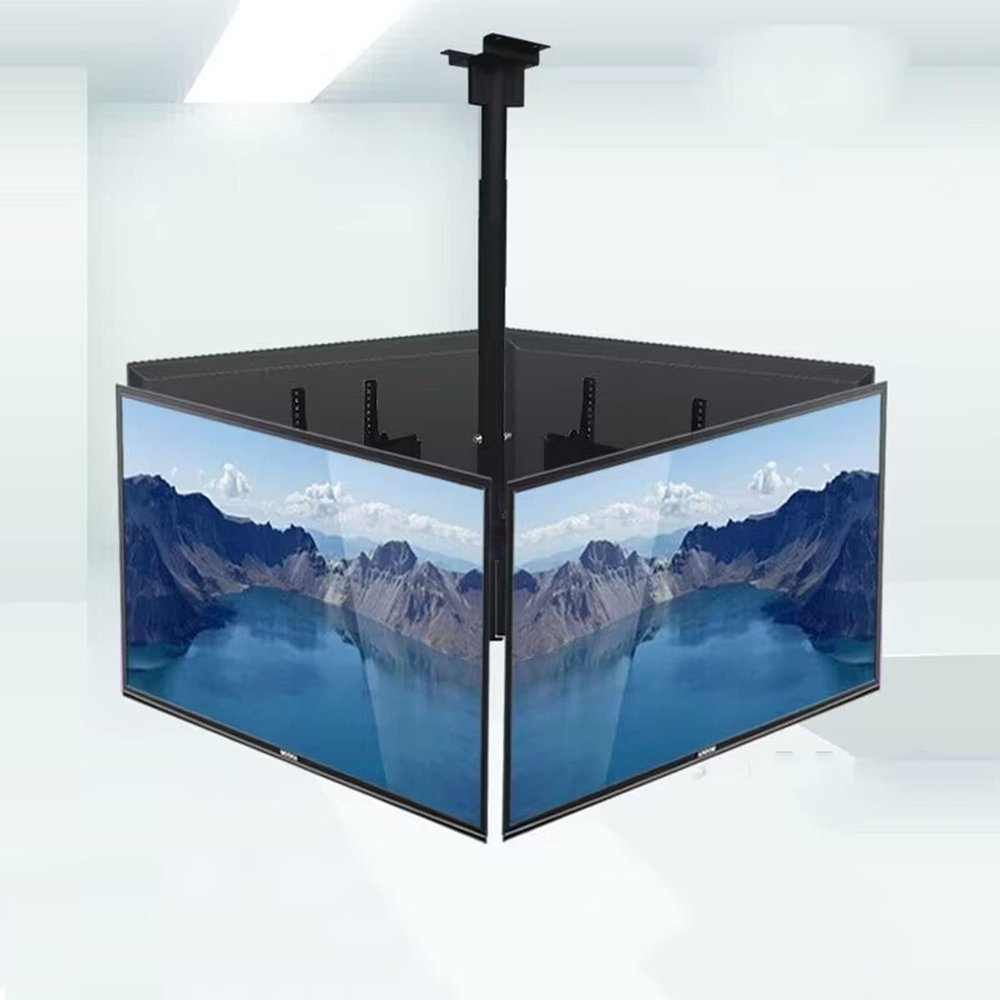 QICBYING 4 Sides TV Ceiling Mount Bracket, Adjustable Tilt & Swivel TV Ceiling Mount, LCD TV 360 Degree Rotating Frame, for 32-65 Inch TVs, Support 4 Screens