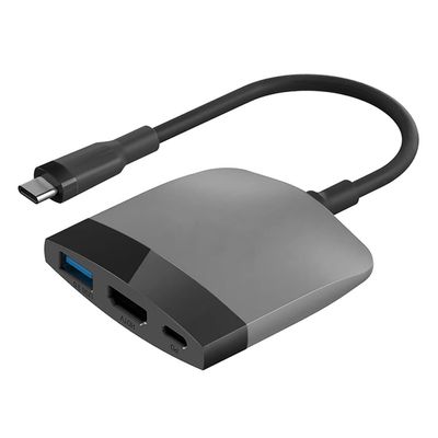 Multi-Function Portable Docking Station USB C to 4K HDMI-Compatible USB 3.0 PD for MacBook Pro (Color : Black Grey)