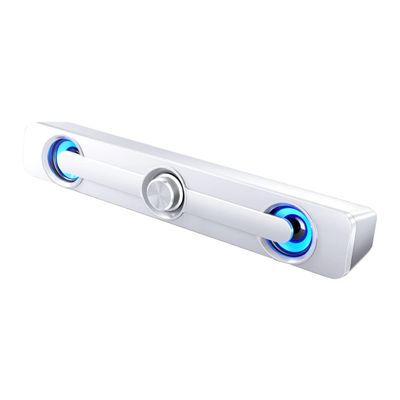Computer Speaker 3W USB Wired Powerful Bar Stereo Subwoofer Bass Speaker Surround Sound Box for PC Laptop (Color : White)