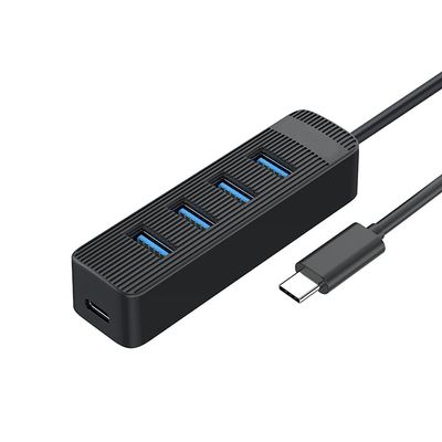 4 Port USB 3.0 HUB with Type C Power Supply Port for PC Laptop Computer Accessories ABS USB Splitter USB3.0 OTG Adapter (Color : Black)