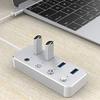 Aluminum Alloy 4 Port USB 3.0 Hub Sub-Control Switch HUB 60/120cm Cable Upto 5Gbps Splitter (Color : Silver) view 4