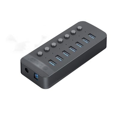 7 Port Powered USB 3.0 HUB BC1.2 Charger Splitter with Individual on/Off Switches and 12V/2A Power Adapter for PC Computer