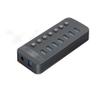 7 Port Powered USB 3.0 HUB BC1.2 Charger Splitter with Individual on/Off Switches and 12V/2A Power Adapter for PC Computer view 1