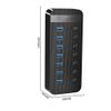 7 Port Powered USB 3.0 HUB BC1.2 Charger Splitter with Individual on/Off Switches and 12V/2A Power Adapter for PC Computer view 2