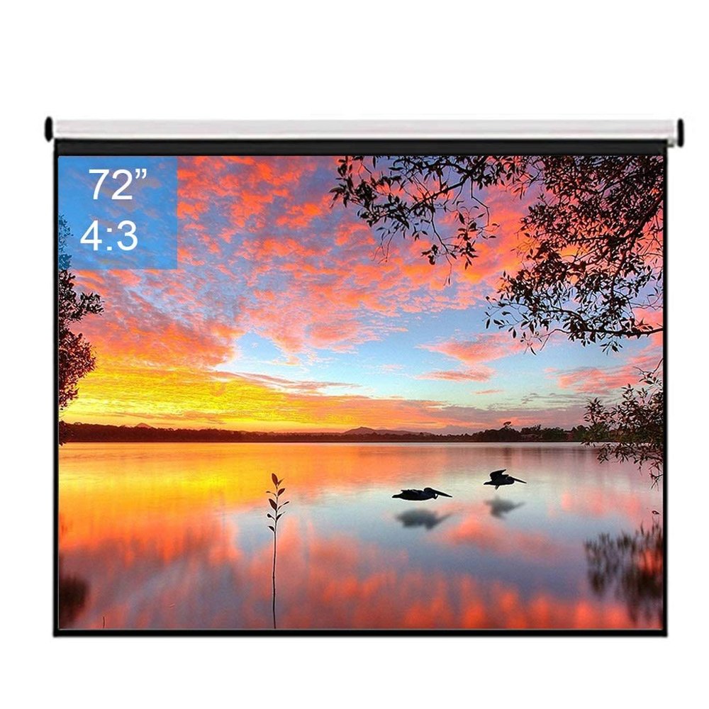 72inch 4:3 Wall Mounted Matte White Projection Pull Down HD Screen Canvas LED Projector Screen for Home Theater Office