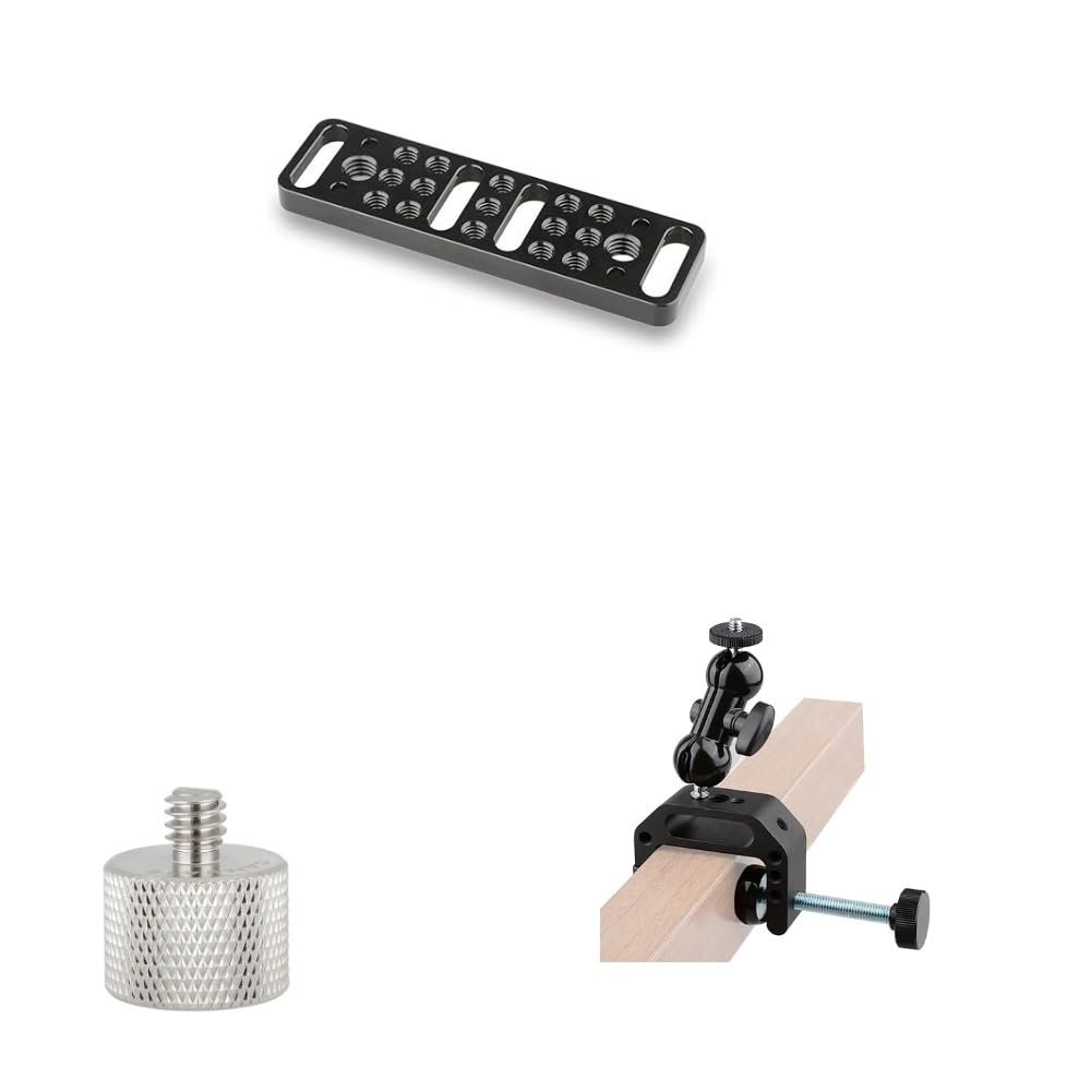 CAMVATE Multi-Function Mounting Plate + Camera Clamp Mount + 1/4"-20 Male to 5/8"-27 Female