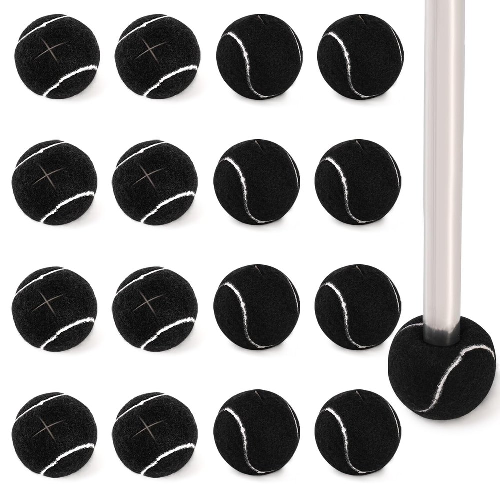Hiceeden 24 Pcs Precut Tennis Balls for Walkers, Heavy Duty Glide Balls, Long Lasting for Chair, Desk, Furniture Legs, Floor Protection (Black)