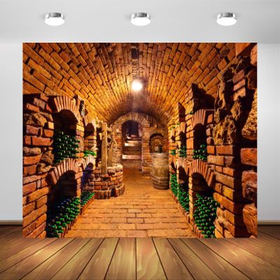 BELECO 15x8ft Fabric Vintage Wine Cellar Backdrop Underground Winery with Wine Bottles and Barrels Background Bar Club Pub Scene Wine Theme Party Decorations Photo Booth Shoot Studio Props