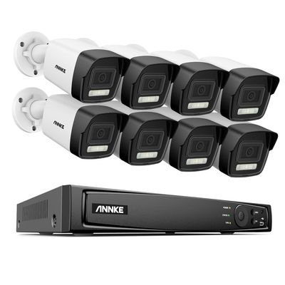 ANNKE PoE Security Camera System, 16CH 12MP NVR, 8X 4K Wired Bullet IP Cameras with Smart Dual Light Color Night Vision, Built-in Mic, AI Human/Vehicle Detection, NO HDD Included, Work with Alexa