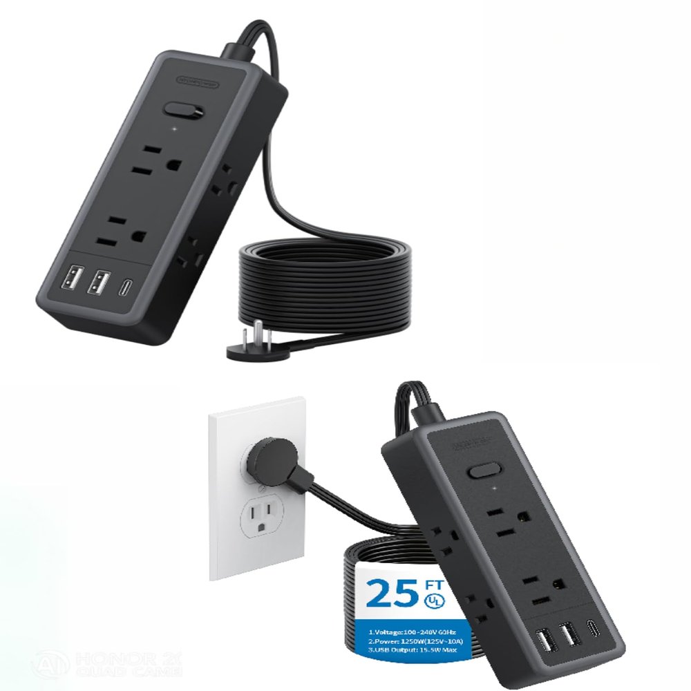 Black Extension Cord 10 ft with 25 ft Extension Cord