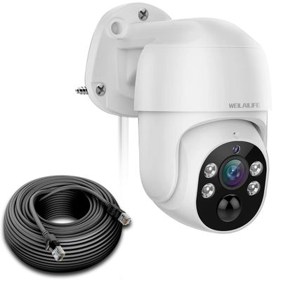 WEILAILIFE 2-Way Audio & PTZ Digital Zoom 4K 8MP Extend PoE IP Security Camera, Wired Outdoor & Indoor Security Cameras, Home Video Surveillance with 18.3m LAN Cable