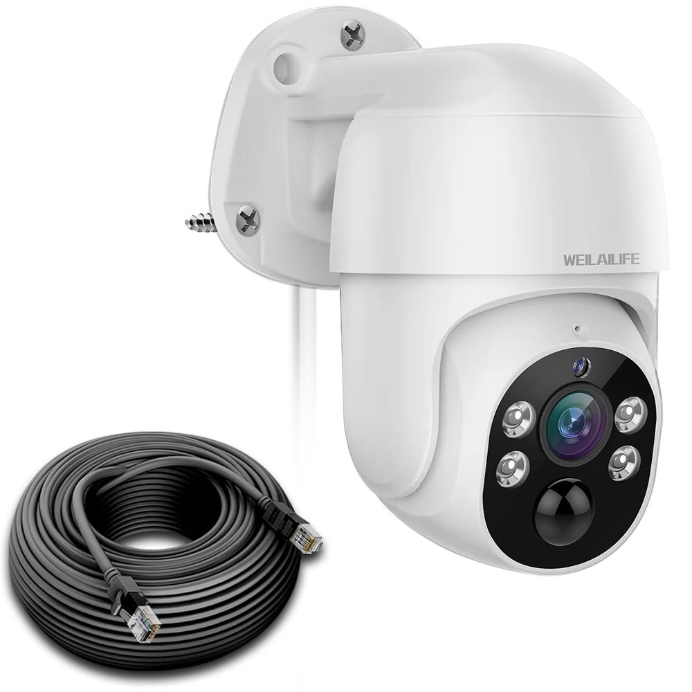 WEILAILIFE 2-Way Audio & PTZ Digital Zoom 4K 8MP Extend PoE IP Security Camera, Wired Outdoor & Indoor Security Cameras, Home Video Surveillance with 18.3m LAN Cable