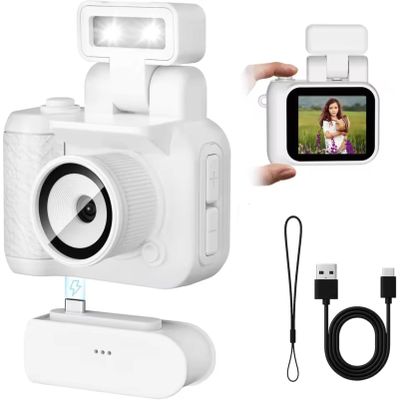 Mini Thumb Camera 1080P, HD Body Cameras with 1.44in Screen and Charging Case for Video Recording, Portable Camcorder for Outdoor Riding Sports (White)