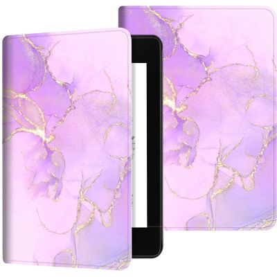 Case for 6.8" Kindle Paperwhite (11th Generation-2021/2023/2024), Slim PU Leather Adjustable Stand Smart Kindle Cover, with Auto Wake/Sleep for Kindle Paperwhite Signature Edition, Purple Marble