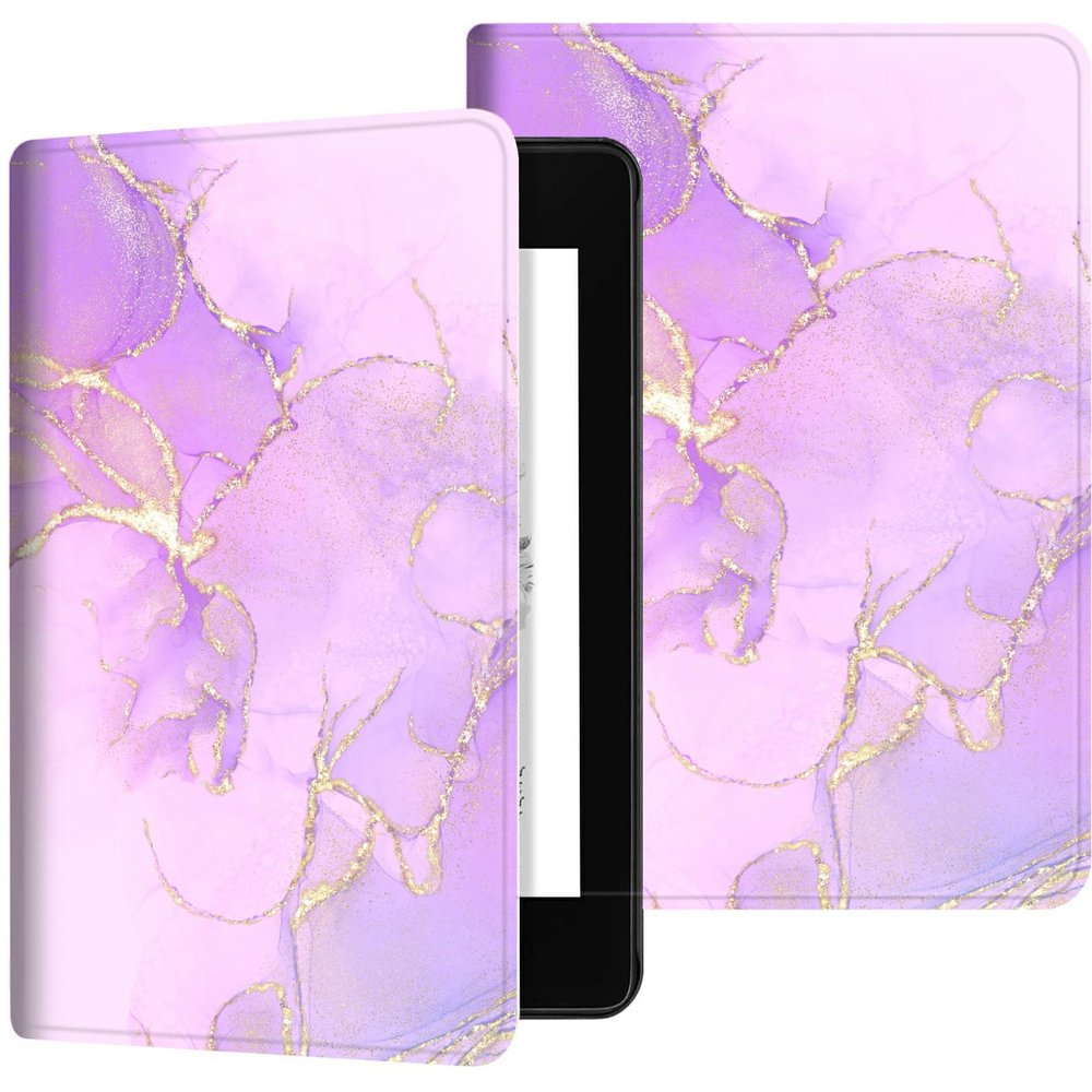 Case for 6.8" Kindle Paperwhite (11th Generation-2021/2023/2024), Slim PU Leather Adjustable Stand Smart Kindle Cover, with Auto Wake/Sleep for Kindle Paperwhite Signature Edition, Purple Marble