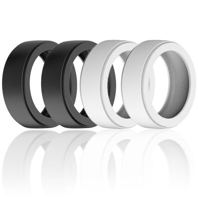 LevyPan Silicone Protector Compatible With Oura Gen 3 and All Smart Rings, Elastic Cover for Men and Women (Black*2+White*2, S(6/7/8))