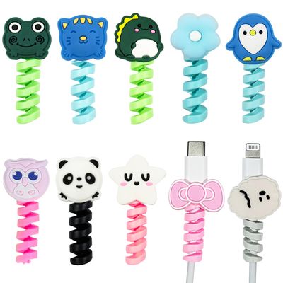 10 PCS Cartoon Silicone Charger Cable Protector Mobile Phone Charger End Cord Colorful Cute Savers for Most Cellphone Data Lines Charger Cord Management Protector