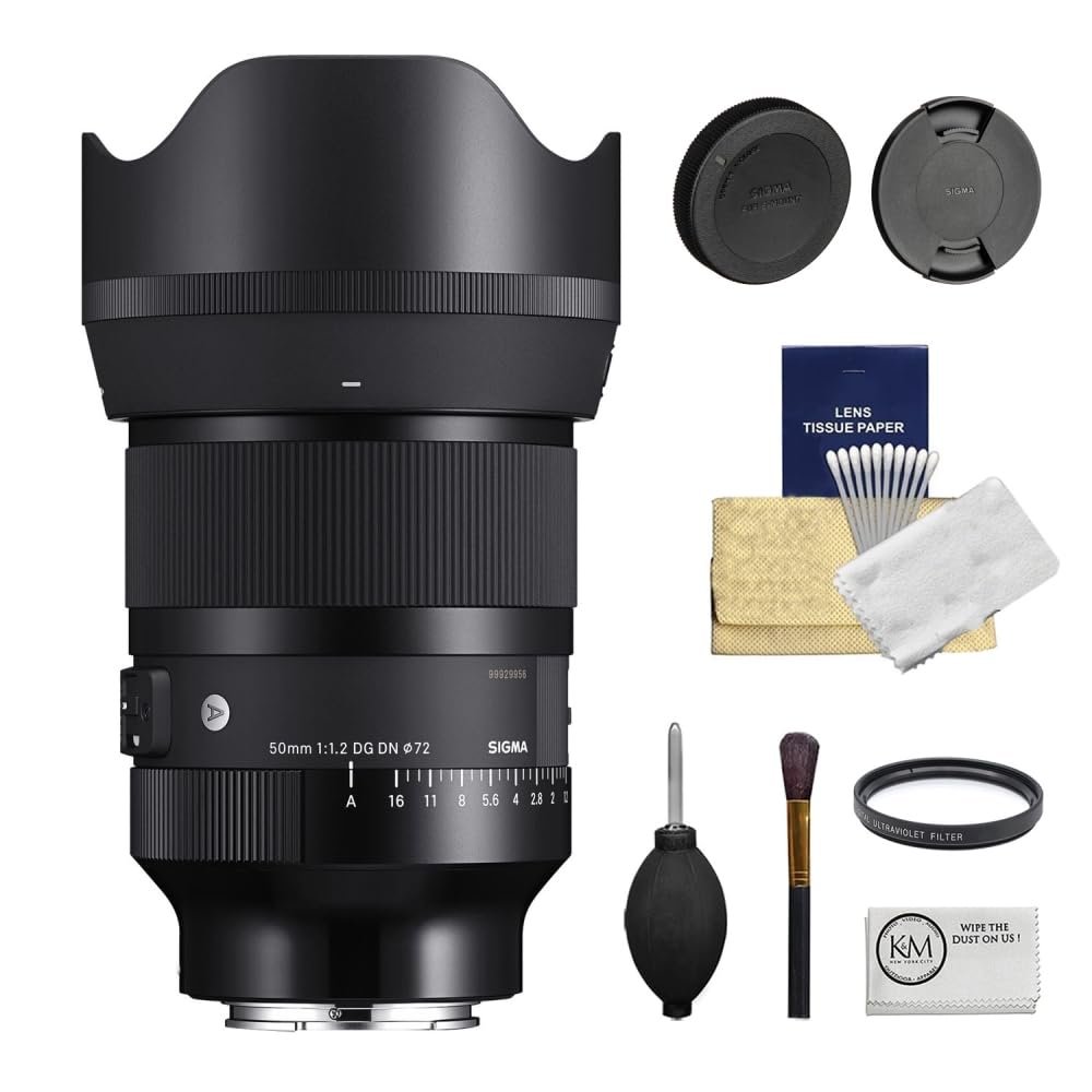 Sigma 50mm f/1.2 DG DN Art Lens | Sony E Bundled with UV Filter + 6-Piece Cleaning Kit + Cleaning Cloth (4 Items)