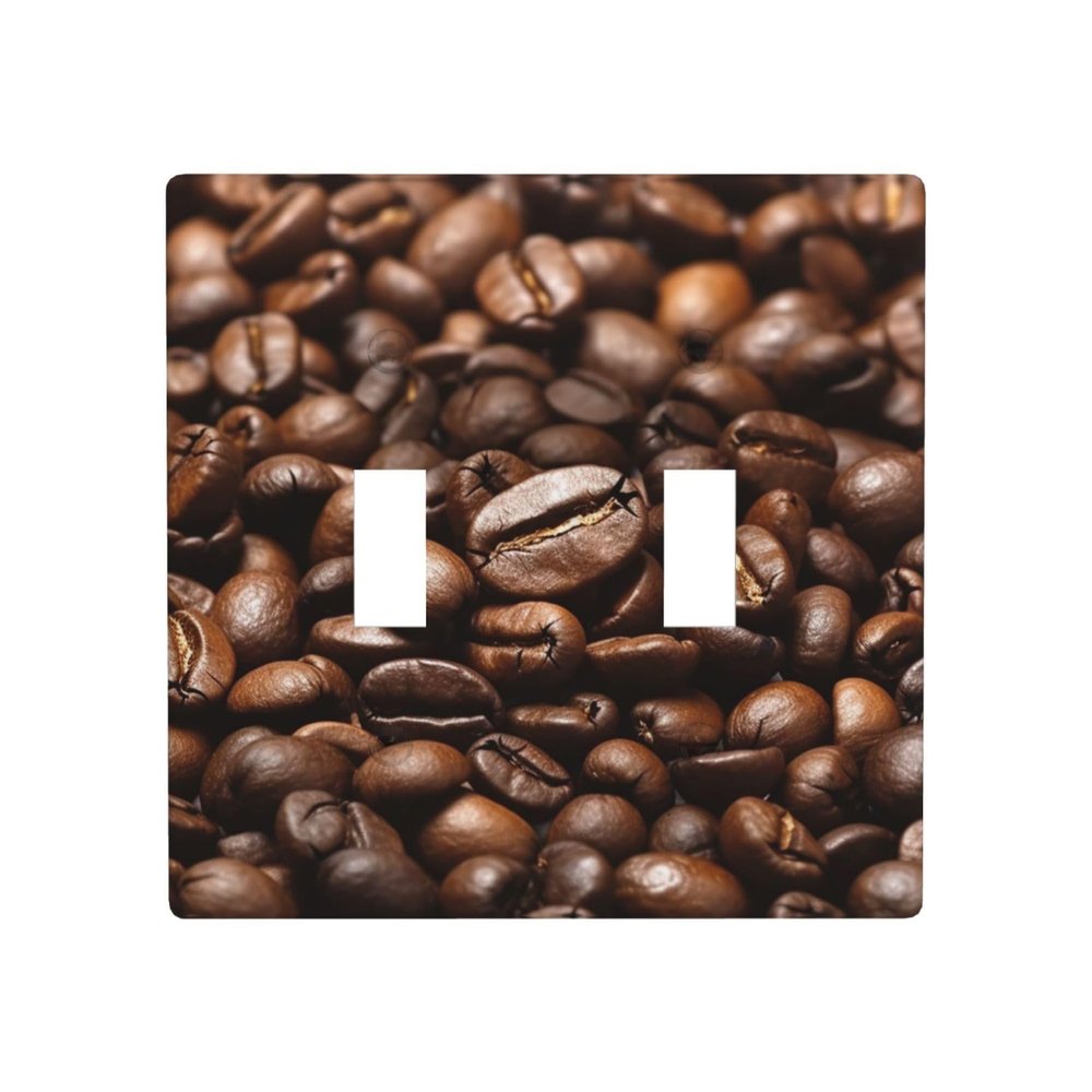 2-Gang Toggle Switch Wall Plates Funny Roasted Coffee Beans Printing Double Toggle Electrical Faceplate Double Gang Toggle Light Switch Covers Impact Resistant Polycarbonate Standard Size 4.5 X 4.5