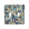 2-Gang Toggle Switch Wall Plates Elegant Blue Gold Florentine Printing Double Toggle Electrical Faceplate Double Gang Toggle Light Switch Covers Impact Resistant Polycarbonate Standard Size 4.5 X 4.5 view 1