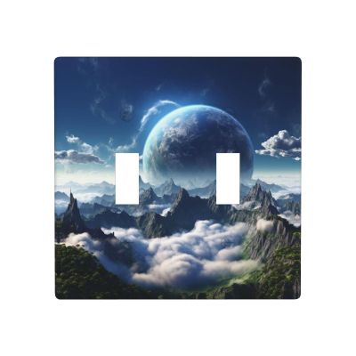 2-Gang Toggle Switch Wall Plates Fantasy Earth Printing Double Toggle Electrical Faceplate Double Gang Toggle Light Switch Covers Impact Resistant Polycarbonate Standard Size 4.5 X 4.5