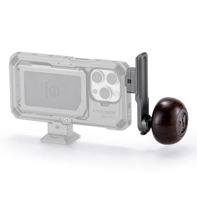 Tilta Khronos Handle Compatible with iPhone 15 + 16 Pro/Pro Max (Space Gray, NATO Bracket with Circular Wooden Handle)