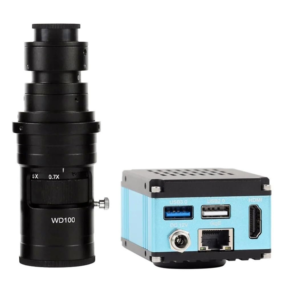 Microscope Accessories Kit 4K 2K 8.3MP HDMI USB3.0 Gigabit Network Industrial Measurement Digital Video Microscope C mount Camera For Phone PBC IC Repair Microscope Slides ( Color : With 200x lens )