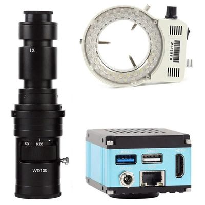 Microscope Accessories Kit 4K 2K 8.3MP HDMI USB3.0 Gigabit Network Industrial Measurement Digital Video Microscope C mount Camera For Phone PBC IC Repair Microscope Slides ( Color : 500x lens with Lig