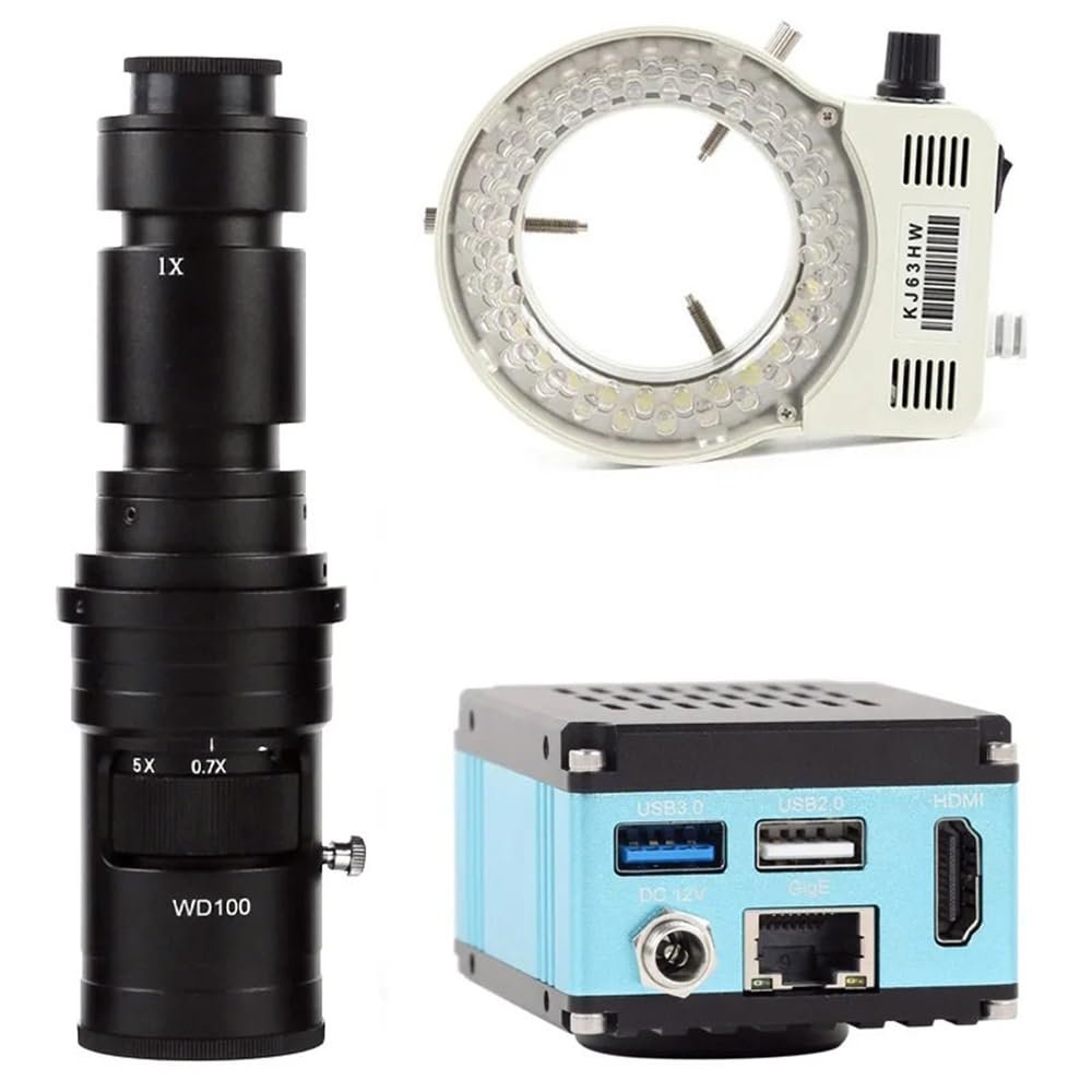 Microscope Accessories Kit 4K 2K 8.3MP HDMI USB3.0 Gigabit Network Industrial Measurement Digital Video Microscope C mount Camera For Phone PBC IC Repair Microscope Slides ( Color : 500x lens with Lig
