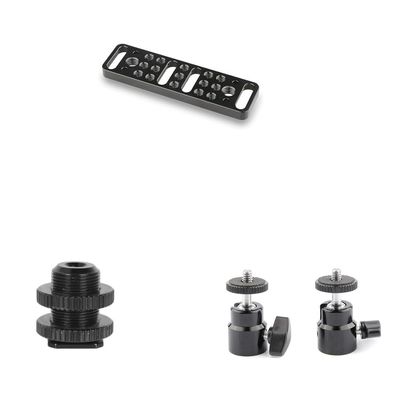 CAMVATE Multi-Function Mounting Plate + 5/8"-27 Male Threaded Cold Shoe Adapter + 1/4"-20 Mini Ball Head