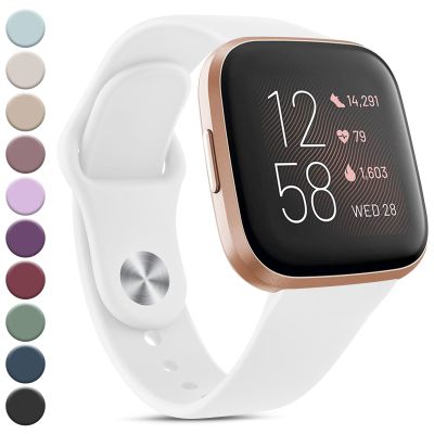 Meliya Silicone Bands Compatible with Fitbit Versa 2 Bands Women Men, Classic Adjustable Sport Replacement Wristbands for Fitbit Versa 2/1 / Lite/SE (White)