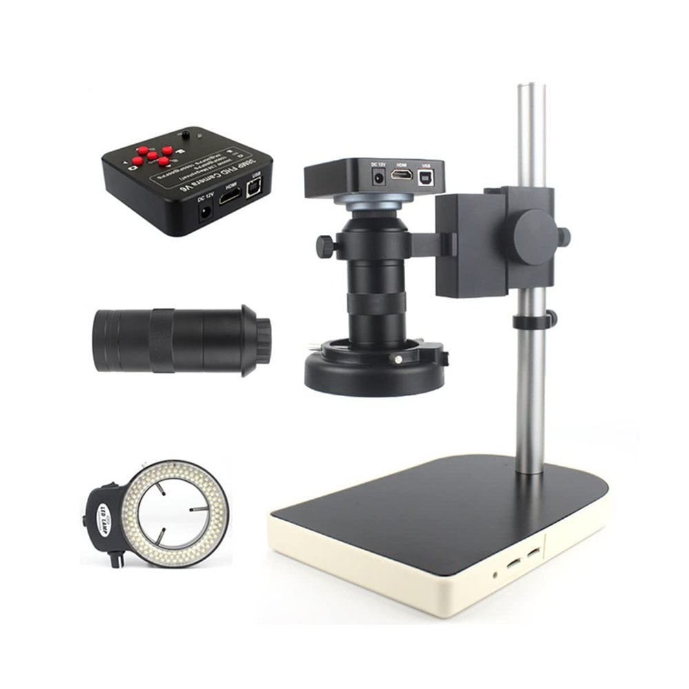 JOEBO Microscope Kit 38MP Industrial Digital Microscope Camera, 130X Lens 56 LED Ring Light Lamp Microscope Lens Adapters (Color : New 60FPS-HDMI)