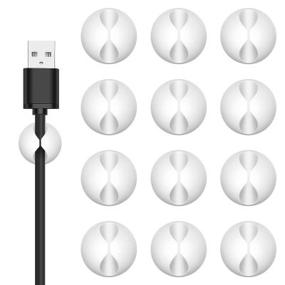 Flezoo Cord Holder Cable Clips, 12PCS White Adhesive Cord Organizer Charger Holder Wire Management Keeper for Nightstand, Desk, Office or Mouse