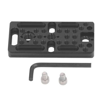 Camera Cheese Plate, Aluminum Lightweight Camera Easy Plate, with 1/4 3/8 Thread Hole Cold Shoe Mount, Versatile Expansion Ports, for Landscape and Portrait