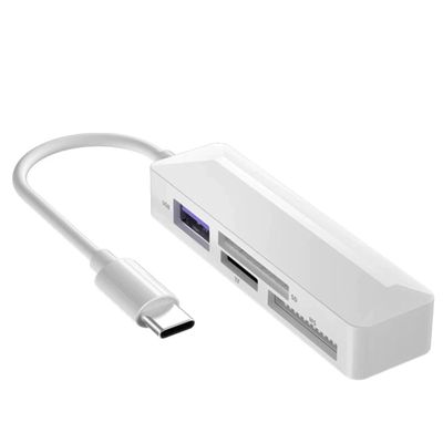 Micro SD Card Reader, USB 3.0, Supports Android & iOS Devices and Windows, Three Card Slot Supports SD, TF, MSUSB,Cards,White (USB C)