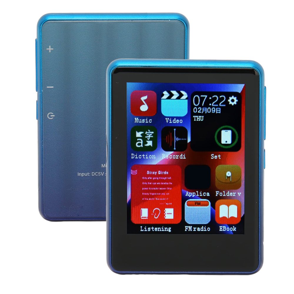 MP3 Player, 2.4 Inch Full , 5.0 HD Noise Reduction Portable MP3 Music Player for Music Lovers, Support FM Radio (Blue)