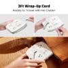 20W Travel Power Strip SUPERDANNY 3-Foot Wrap Up Extension Cord with 3 Outlets and 3 Fast Charging USBs, No Surge Protector Cruise Approved Portable Mini Travel Charger for Home Office Hotel, White view 3
