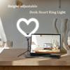 Heart Ring Light, 13" Desk Ring Light with Extendable Selfie Stick Stand for Laptop Video Conference Lighting with Phone Holder Height Adjustable 47 Color Modes for Live Stream/Makeup Compatible view 4