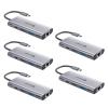 UtechSmart USB C Hub 5 Packs, USB C Ethernet Multiport Adapter, 6 in 1 USB C to HDMI Dock Compatible for MacBook Pro/Air, Chromebook, Dell XPS, HP(Gigabit Ethernet 100W PD 4K HDMI USB 3.0), Gray view 1