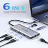UtechSmart USB C Hub 5 Packs, USB C Ethernet Multiport Adapter, 6 in 1 USB C to HDMI Dock Compatible for MacBook Pro/Air, Chromebook, Dell XPS, HP(Gigabit Ethernet 100W PD 4K HDMI USB 3.0), Gray view 2