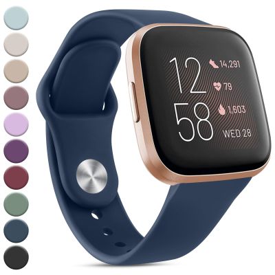 Meliya Silicone Bands Compatible with Fitbit Versa 2 Bands Women Men, Classic Adjustable Sport Replacement Wristbands for Fitbit Versa 2/1 / Lite/SE (Navy Blue)
