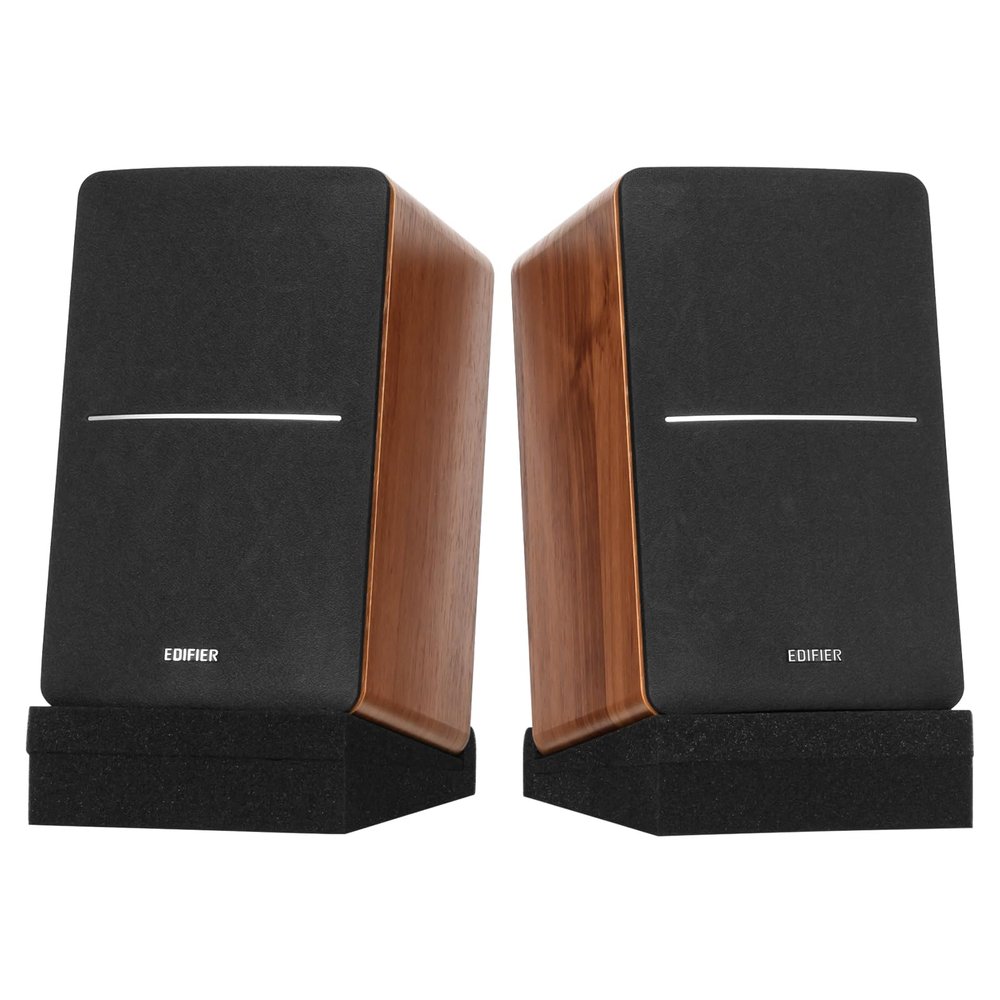 Edifier R1280DBs Active Bluetooth Bookshelf Speakers with SS5 Monitor Isolation Pads Bundle, Studio Speaker Set with Optical Input & High-Density Acoustic Foam Stands, Black