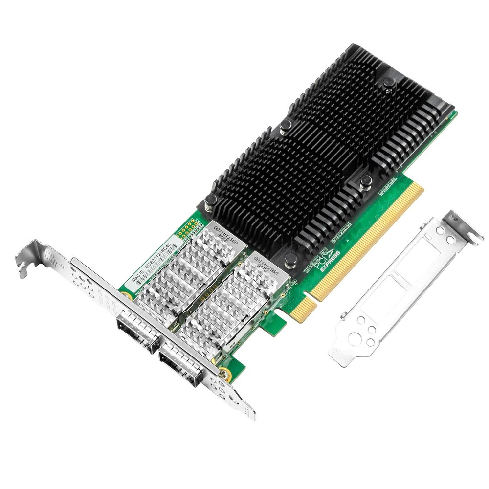 100Gb Network Card with Intel E810-CAM2 Chip,Dual-QSFP28 Ports PCI Express Ethernet Nic Adapter Support Windows Server/Linux/VMware,Compare to 1ntel E810-CQDA2