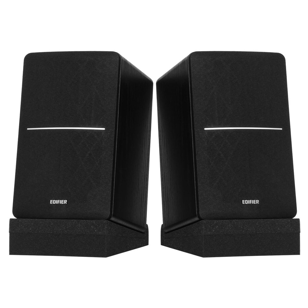 Edifier R1280DBs Active Bluetooth Bookshelf Speakers with SS5 Monitor Isolation Pads Bundle, Studio Speaker Set with Optical Input & High-Density Acoustic Foam Stands, Black